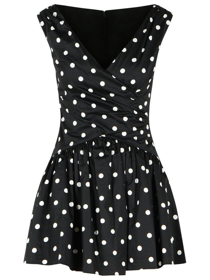 Self-Portrait Self-Portrait Polka Dot Black Cotton Dress - World Class Fashion