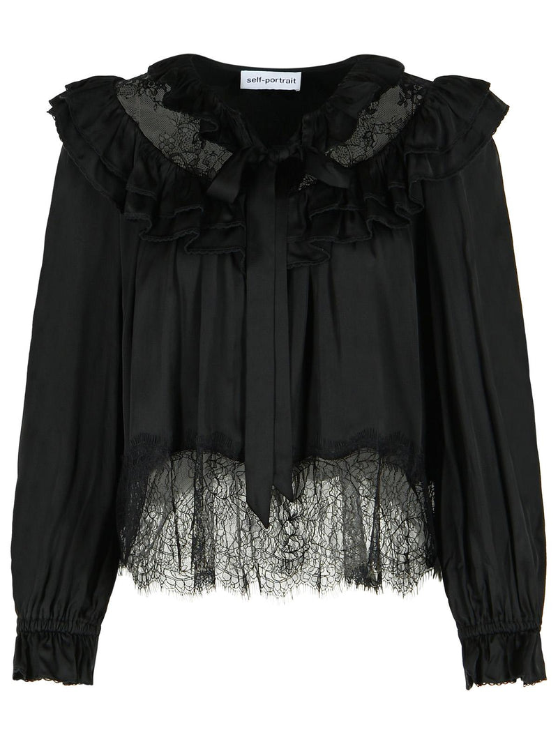 Self-Portrait Self-Portrait Viscose Blouse Black Women - World Class Fashion