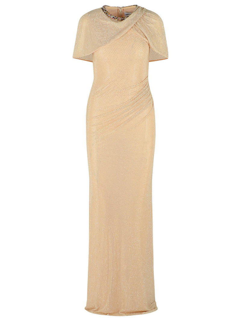 Self-Portrait Self-Portrait Rhinestone Draped Dress Cream - World Class Fashion