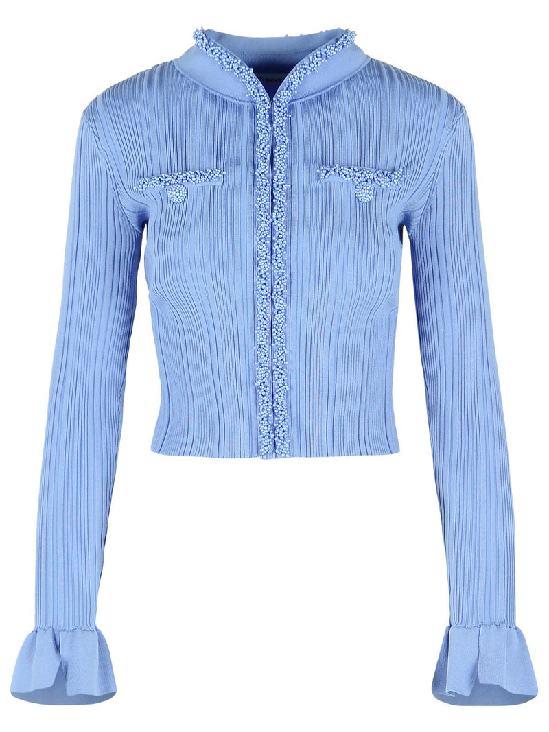 Self-Portrait Self-Portrait Pearl Cardigan Light Blue Women - World Class Fashion