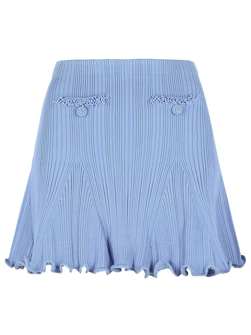 Self-Portrait Self-Portrait Pearl Skirt Light Blue Viscose Blend - World Class Fashion