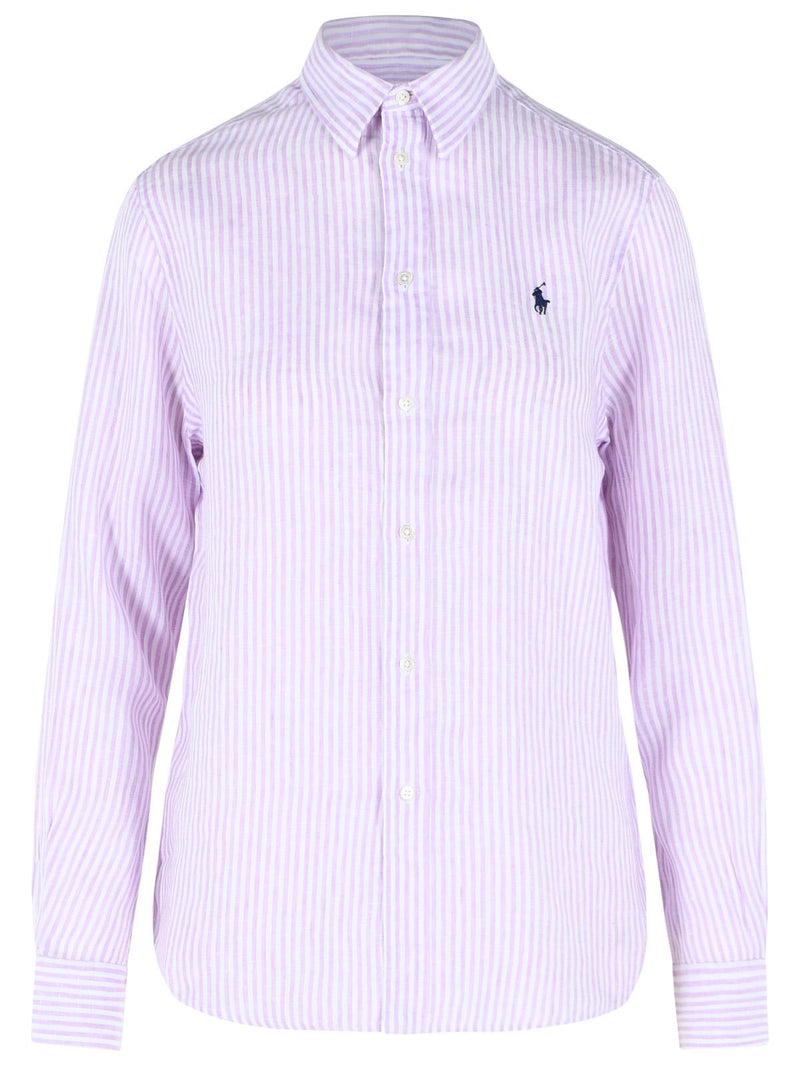 Polo Ralph Lauren Polo Ralph Lauren Lilac Striped Linen Shirt Women - World Class Fashion