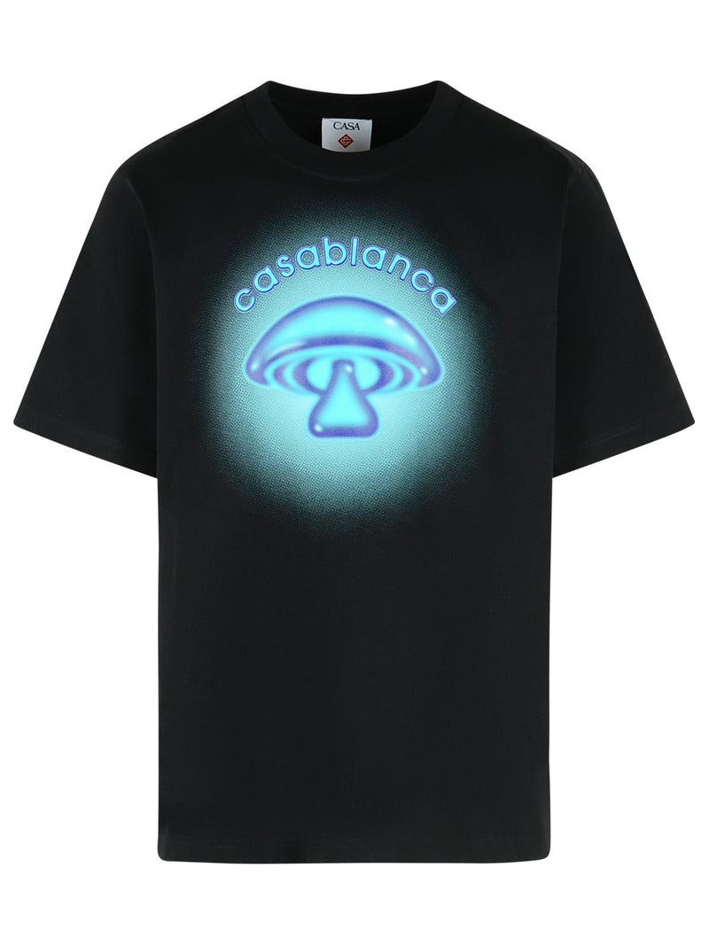 Casablanca Casablanca Airbrush Mushroom Black Cotton T-shirt - World Class Fashion