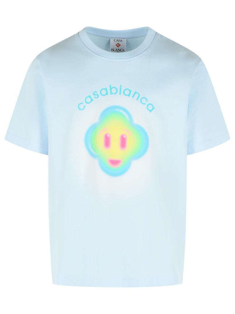 Casablanca Casablanca Airbrush Smiley Light Blue Men Polo Shirt - World Class Fashion