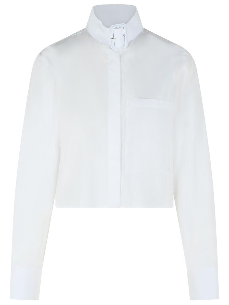 Courreges Camisa de Algodón Blanca Courreges con Cuello Ajustable - World Class Fashion