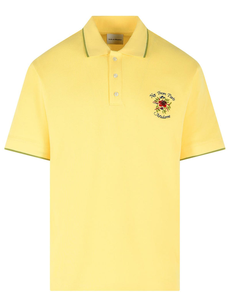 Drole De Monsieur Drole De Monsieur SLOGAN Rose Yellow Polo Shirt - World Class Fashion
