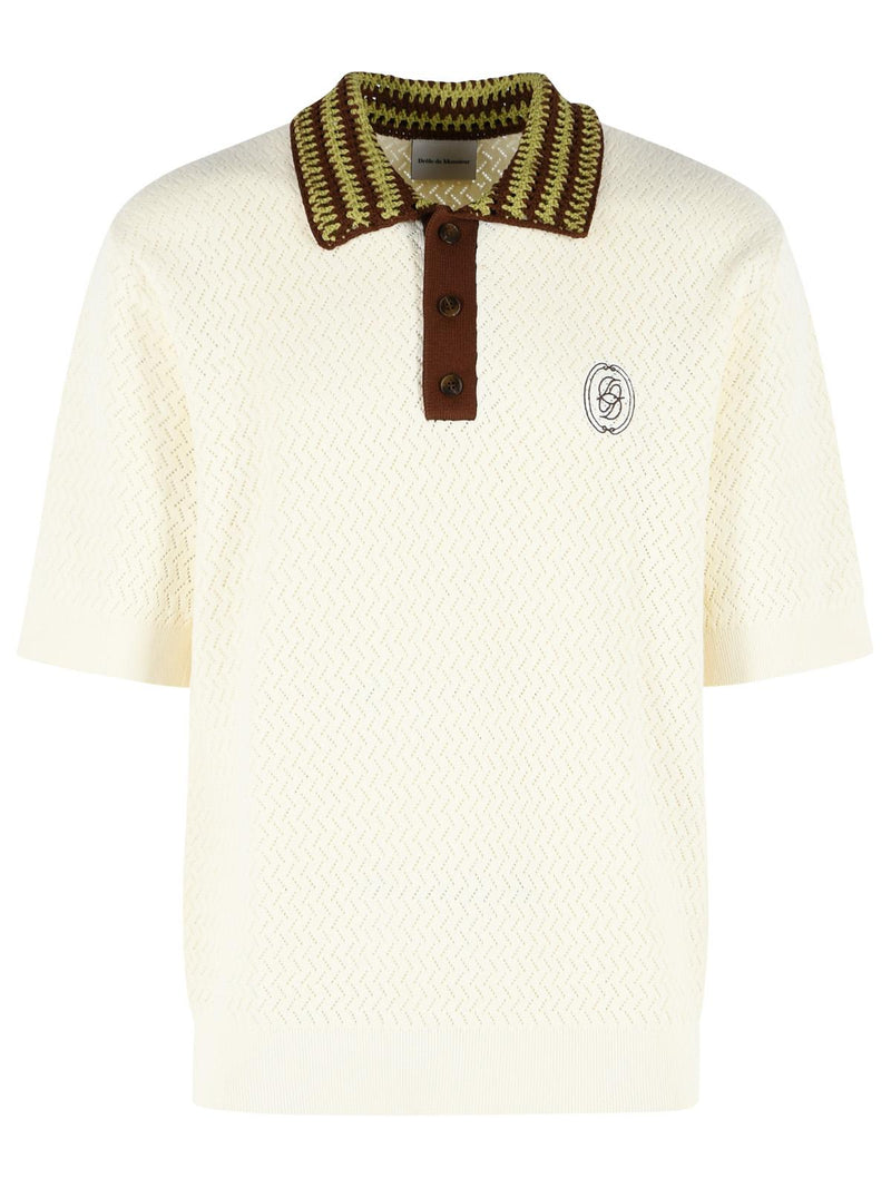 Drole De Monsieur Drole De Monsieur AJOURÉ Ivory Cotton Polo Shirt - World Class Fashion