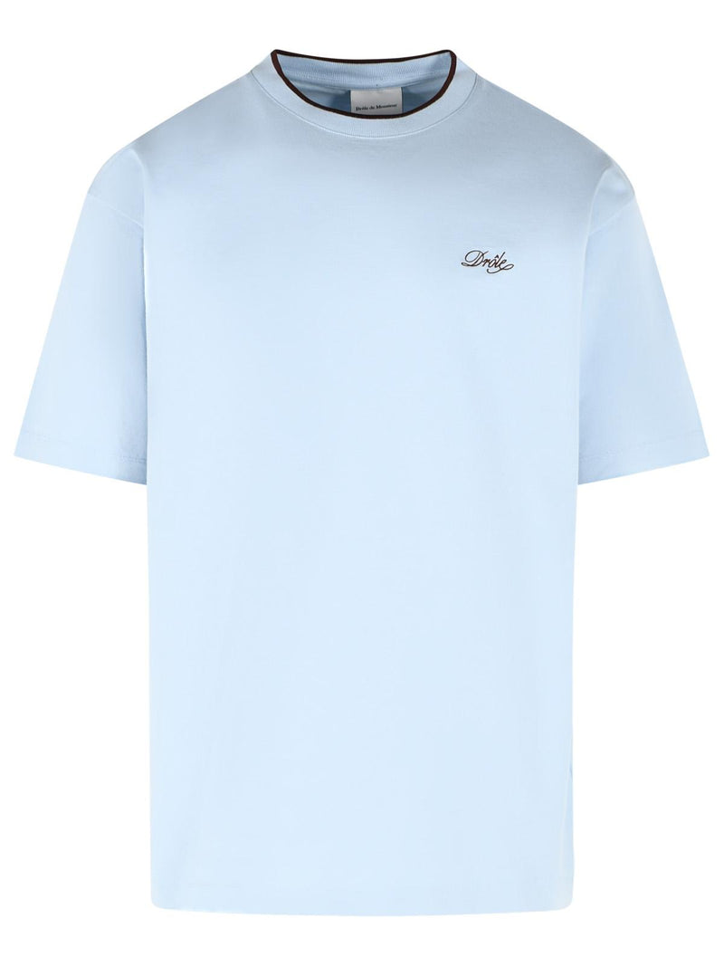 Drole De Monsieur Drole De Monsieur Light Blue Cotton Polo Shirt - World Class Fashion
