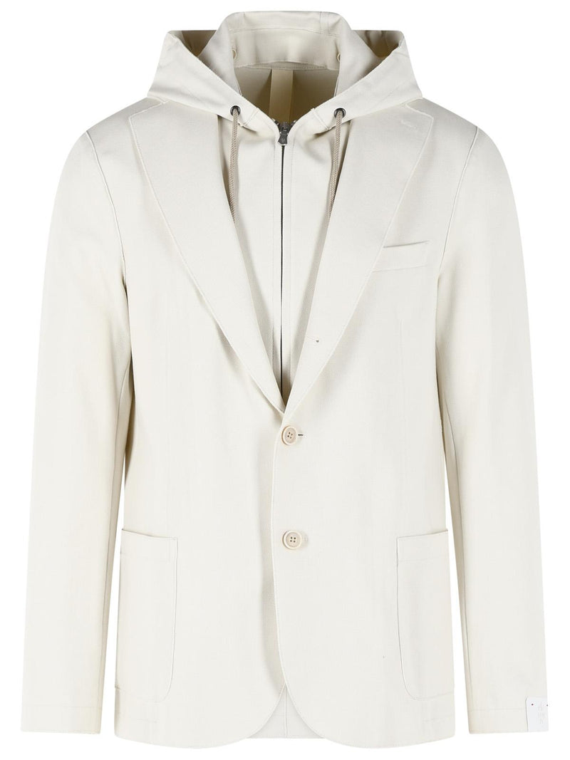 Eleventy Eleventy Ivory Cotton Blend Blazer Men - World Class Fashion