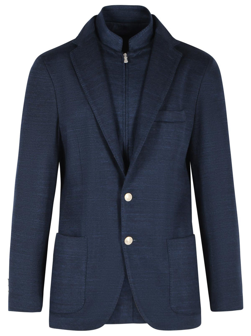 Eleventy Eleventy Cotton Blend Blazer Dark Blue Men - World Class Fashion