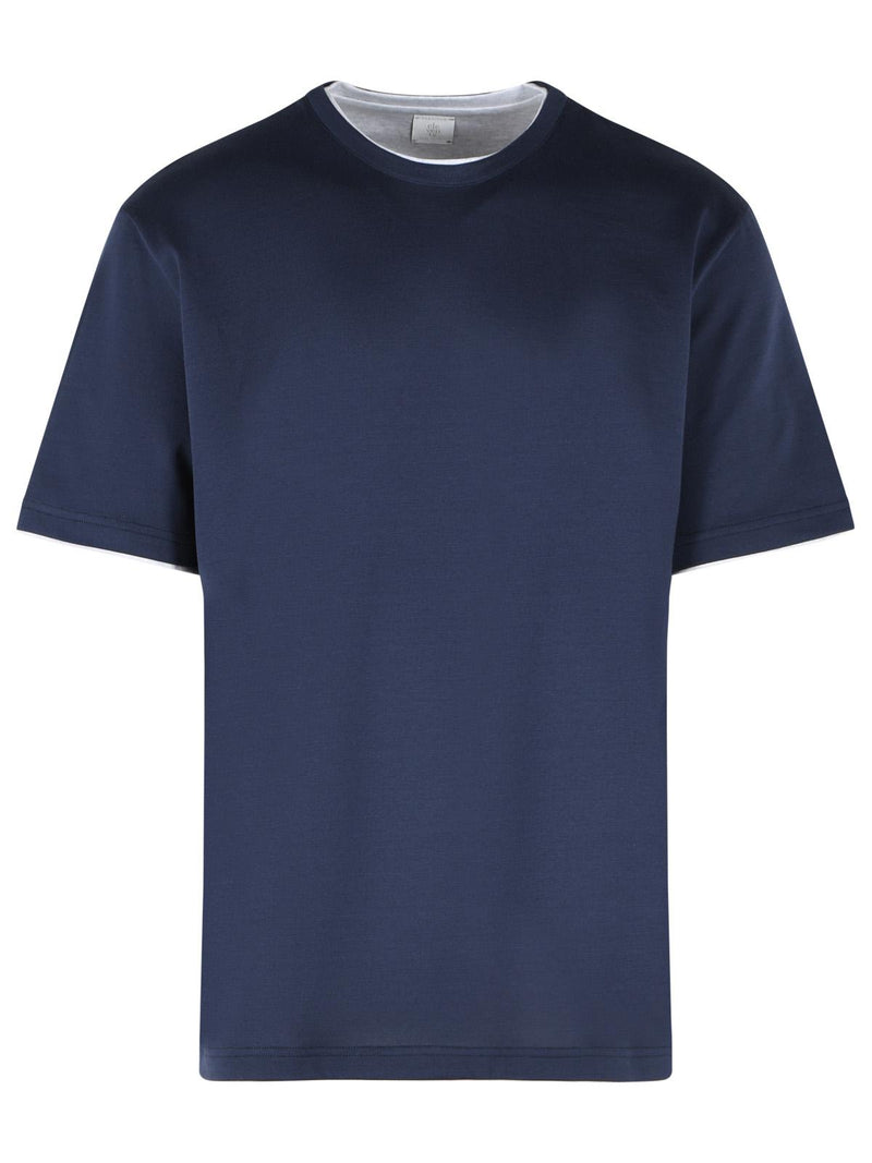 Eleventy Eleventy Double Layer Effect Blue Polo Shirt Men - World Class Fashion