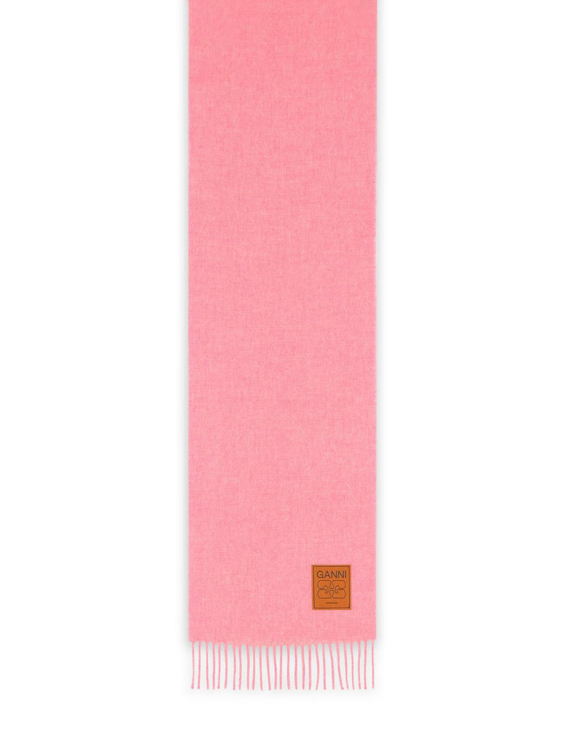 Ganni Ganni Virgin Wool Scarf Pink - World Class Fashion