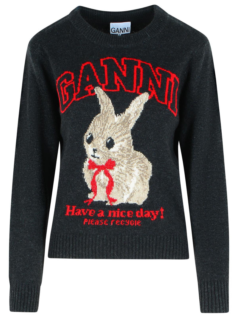 Ganni Ganni PHANTOM Grey Wool Blend Sweater Women - World Class Fashion