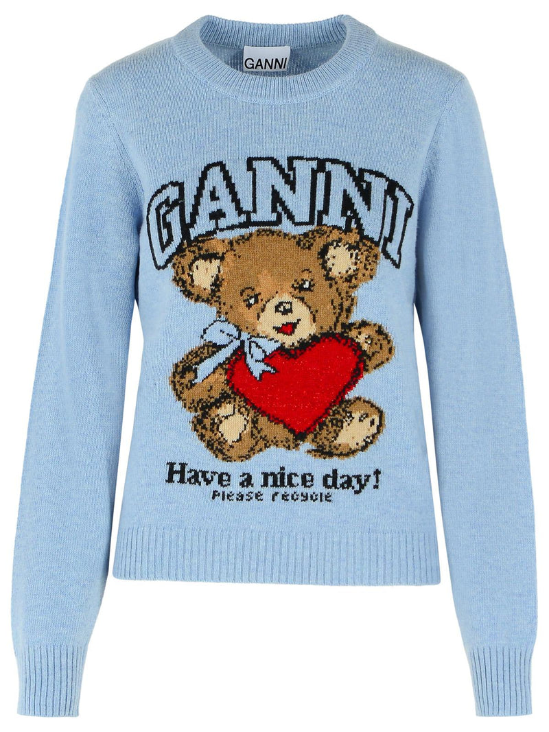 Ganni Ganni Wool Blend Sweater Light Blue Women - World Class Fashion