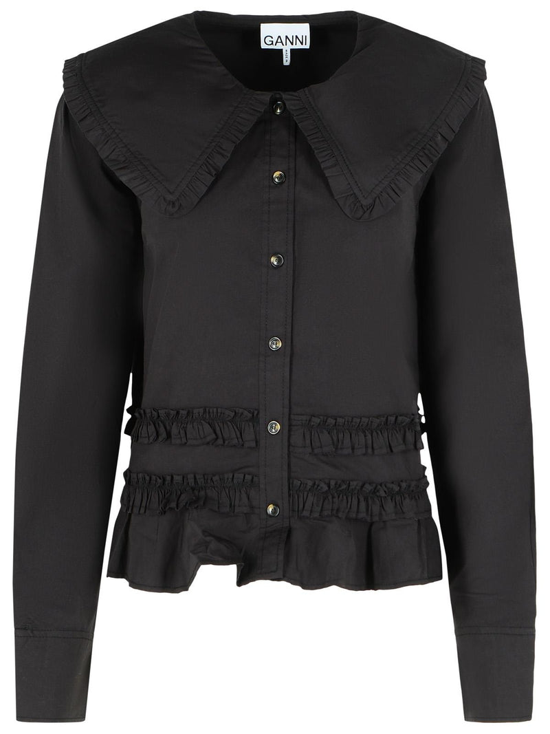 Ganni Ganni Black Cotton Shirt Women - World Class Fashion