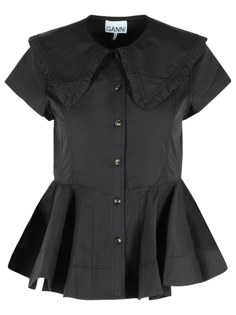Ganni Ganni Black Cotton Shirt Women - World Class Fashion
