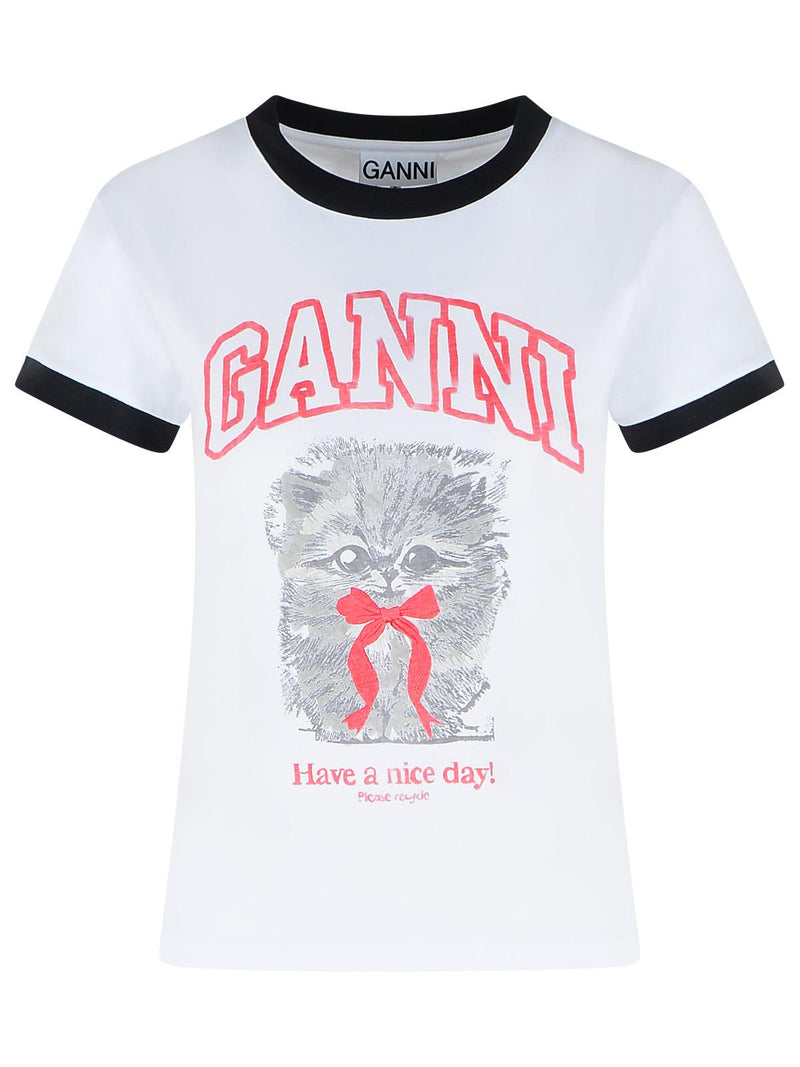 Ganni Camisa Polo de Algodón Blanca para Mujer Ganni - World Class Fashion