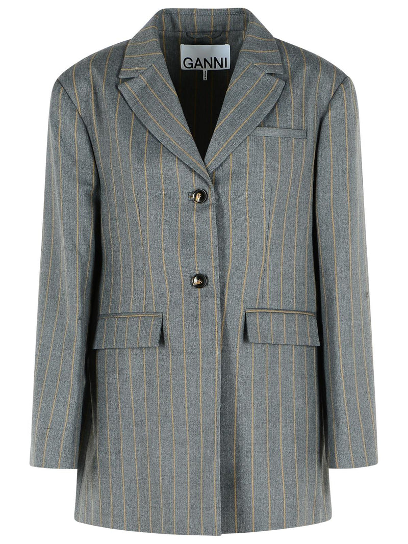 Ganni Ganni Wool Blend Blazer Grey Women - World Class Fashion