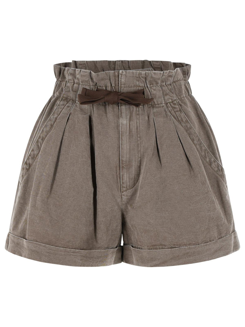 Isabel Marant Etoile Pantalones Cortos Isabel Marant Etoile NIRMA de Algodón y Lino Marrón - World Class Fashion