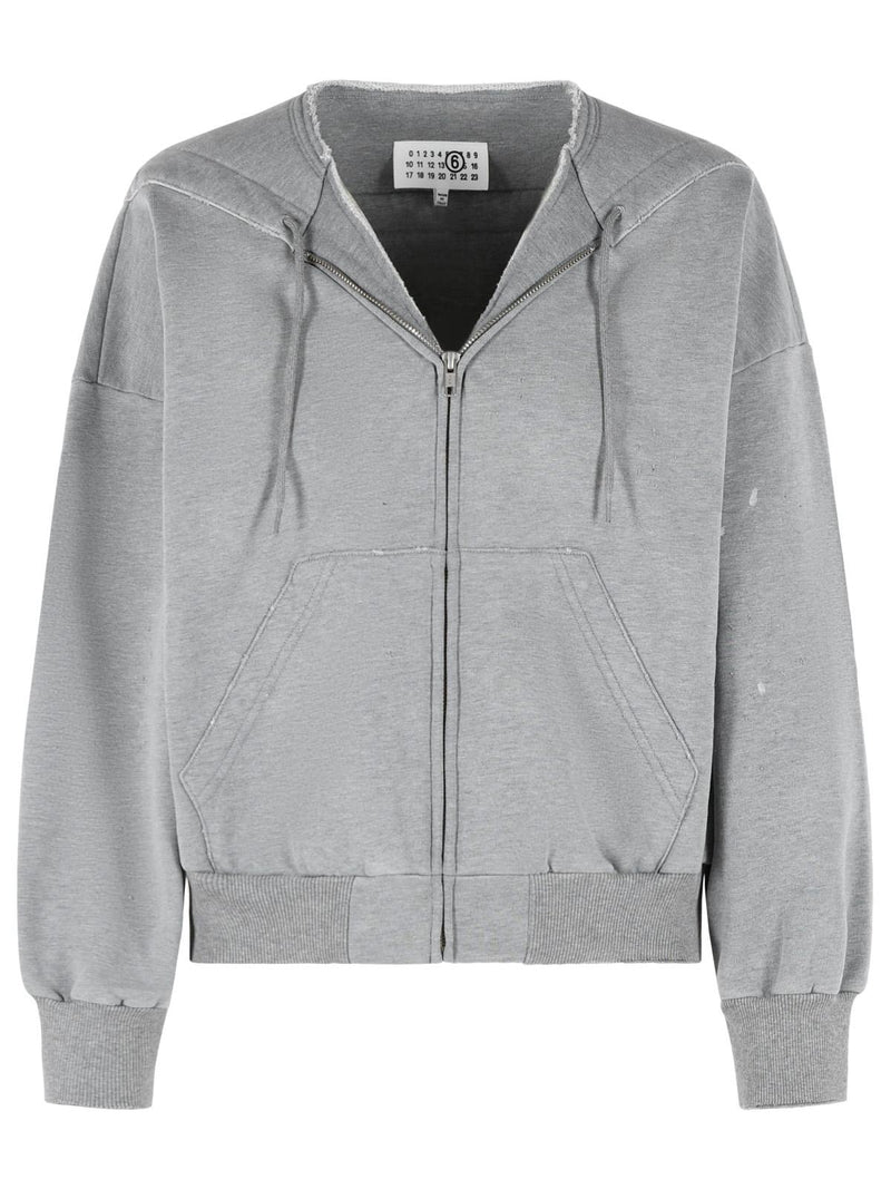 MM6 Maison Margiela MM6 Maison Margiela Sudadera de algodón gris para mujer - World Class Fashion