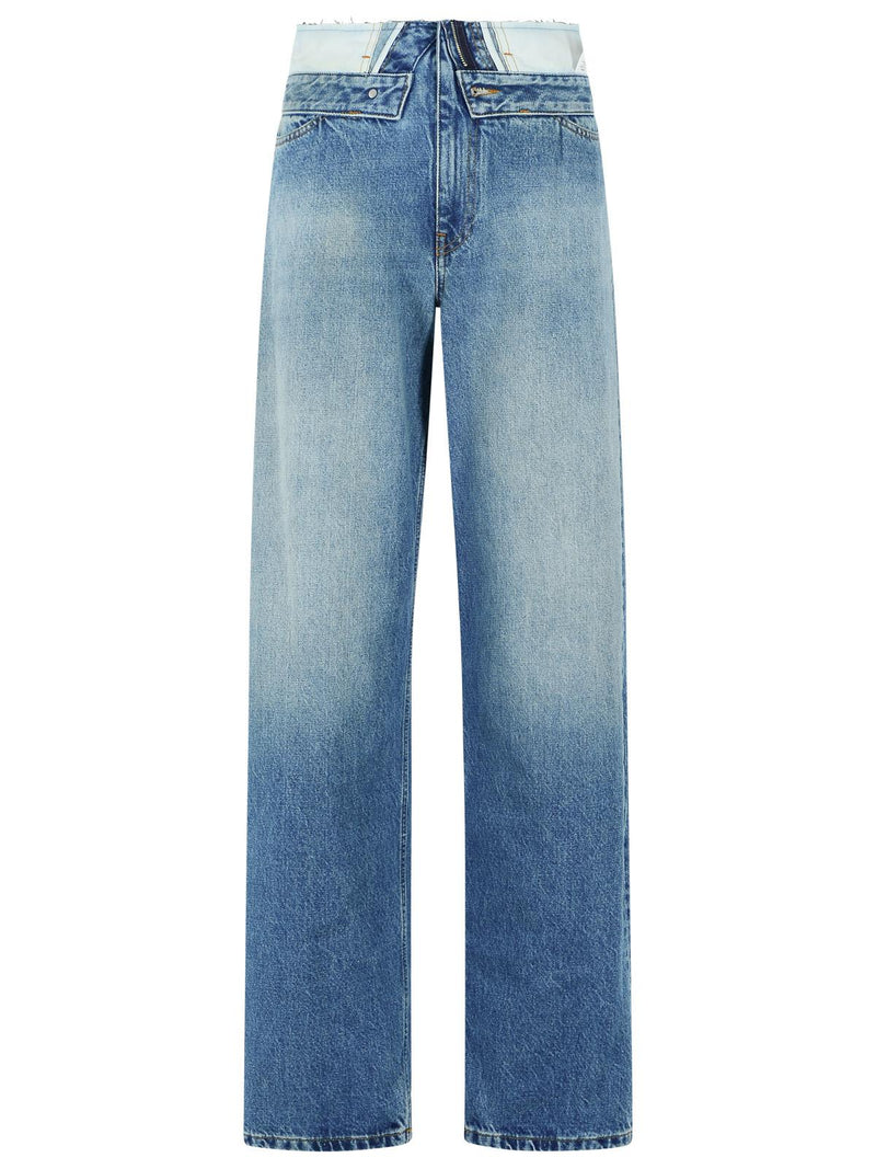 MM6 Maison Margiela MM6 Maison Margiela Wide Leg Blue Cotton Jeans - World Class Fashion