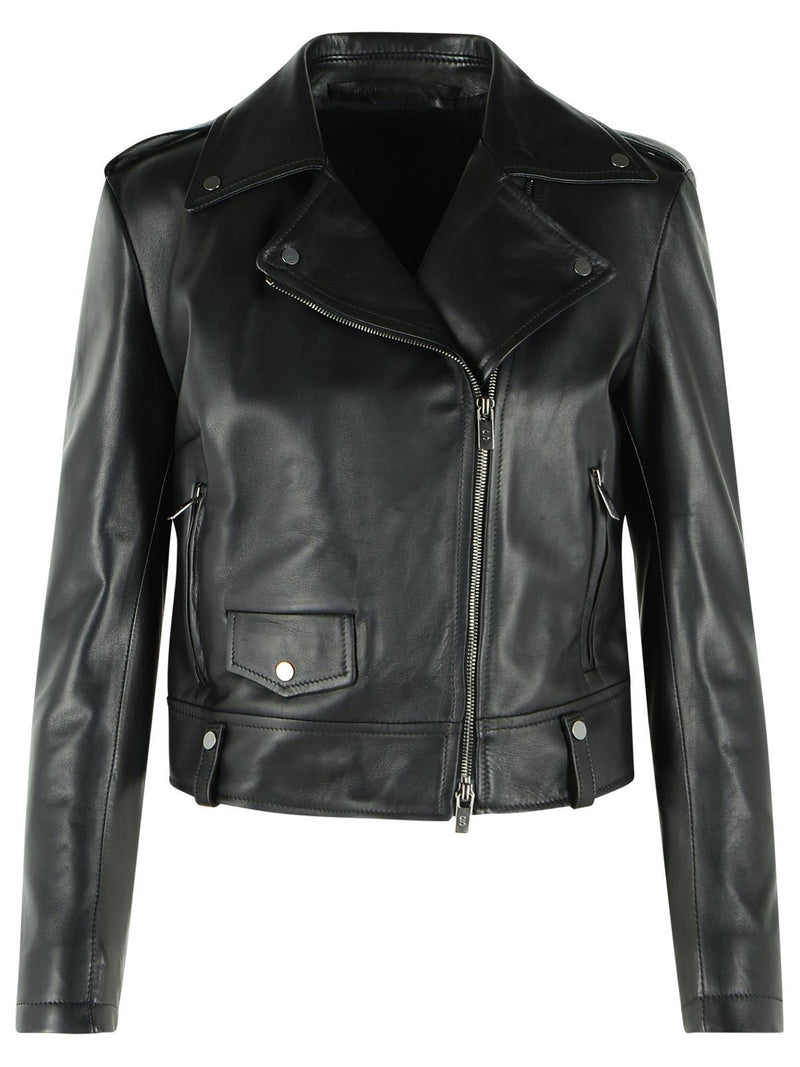 Salvatore Santoro Salvatore Santoro Chaqueta de cuero negra para mujer - World Class Fashion