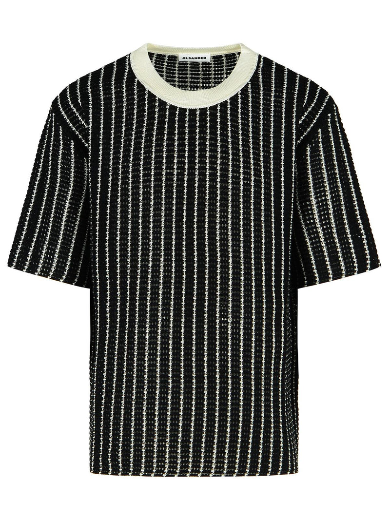 Jil Sander Jil Sander Crochet Black Cotton Polo Shirt - World Class Fashion