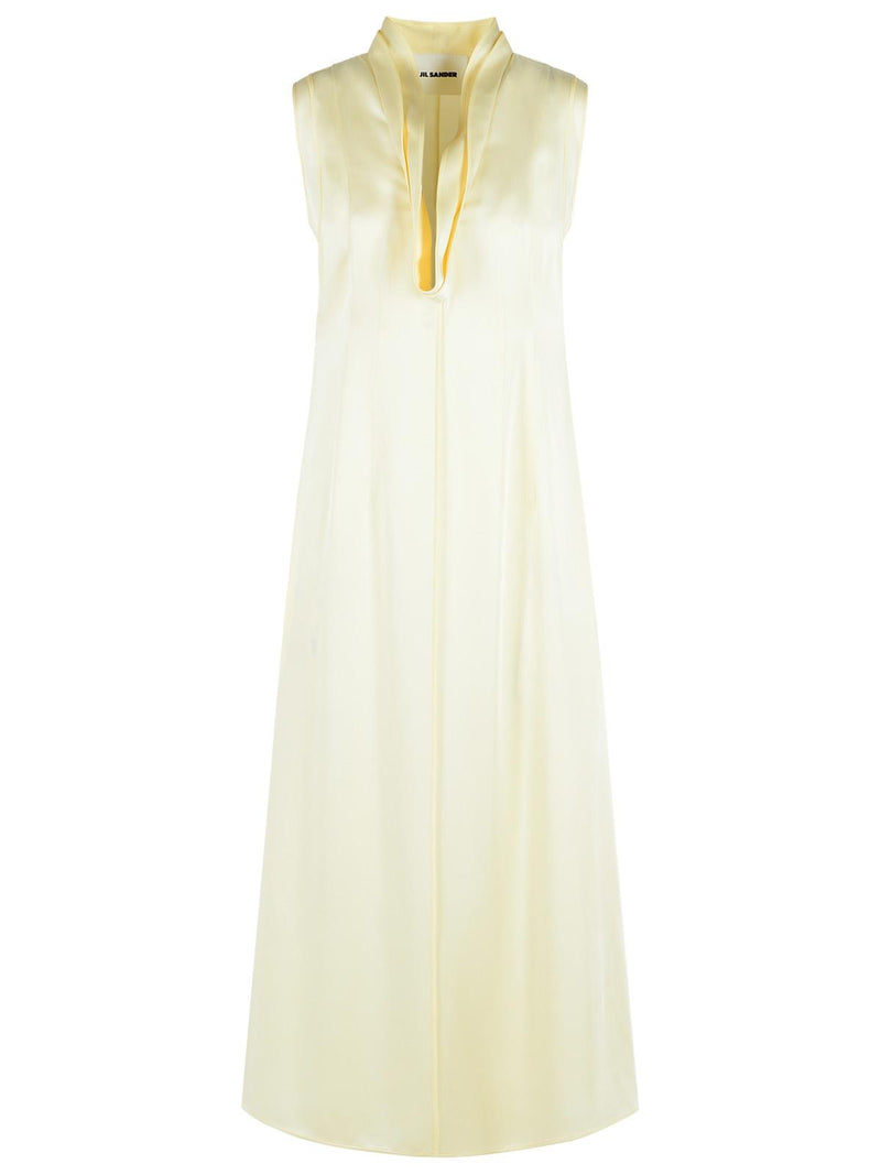 Jil Sander Jil Sander Ivory Acetate Viscose Dress Women - World Class Fashion