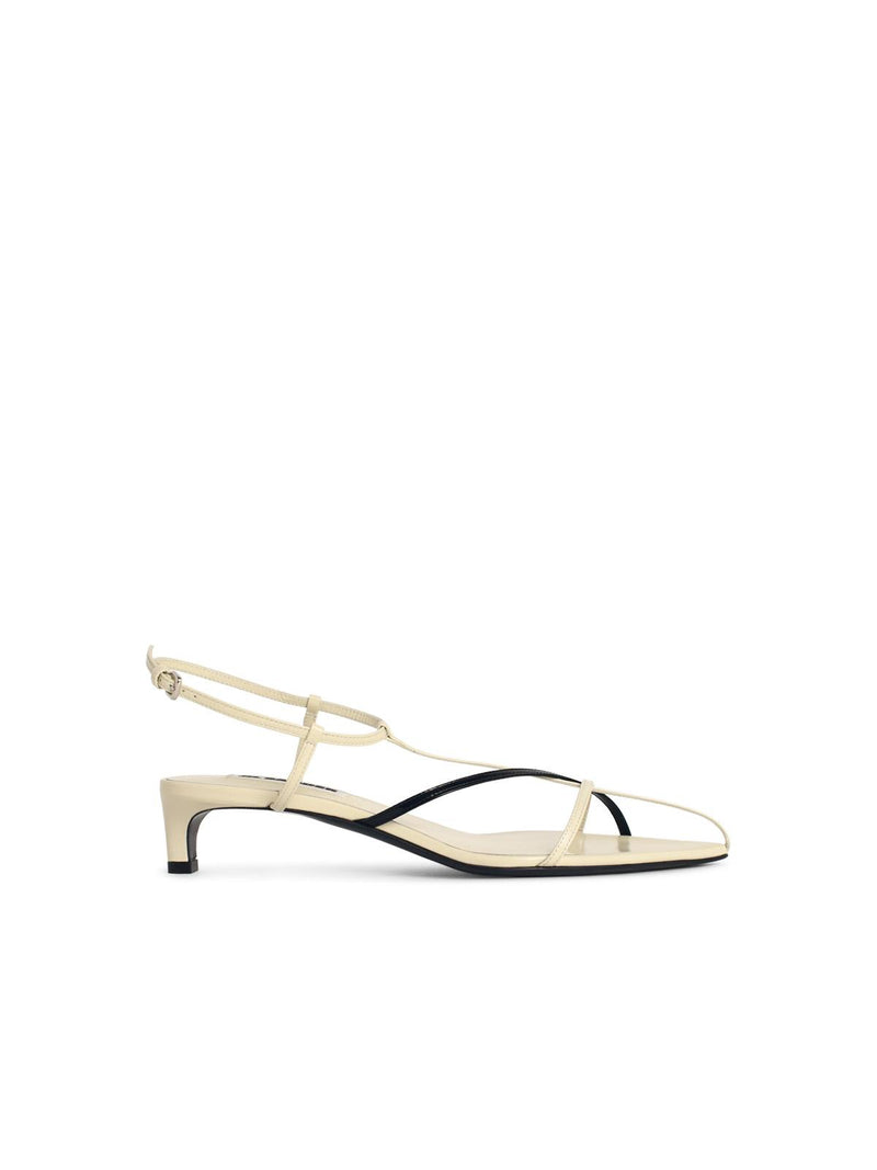 Jil Sander Jil Sander 'CAGE' Chalk White Leather Sandals - World Class Fashion