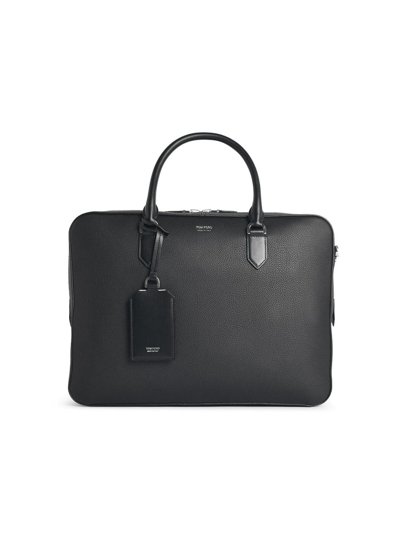 Tom Ford Tom Ford Black Full-grain Leather Briefcase Bag - World Class Fashion