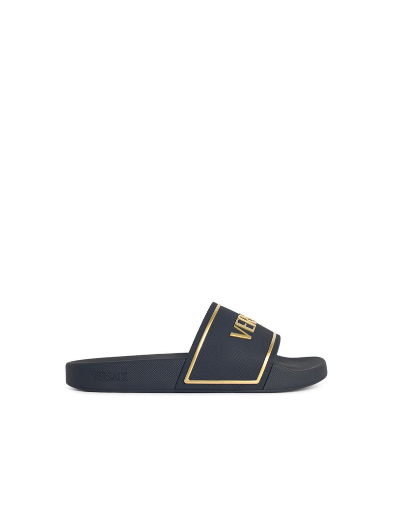 Versace Versace Black Rubber Slippers Men - World Class Fashion