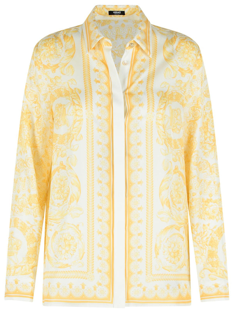 Versace Versace Barocco Silk Shirt White Beige Women - World Class Fashion