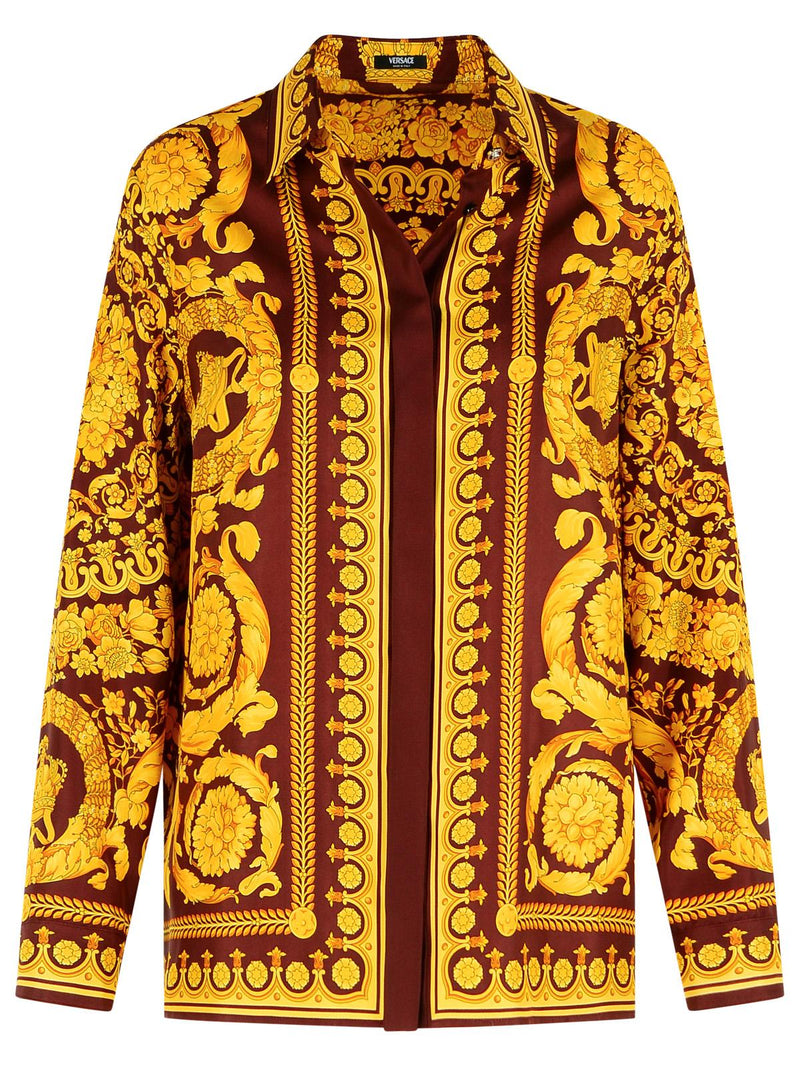 Versace Versace Barocco Silk Shirt Bordeaux Women - World Class Fashion