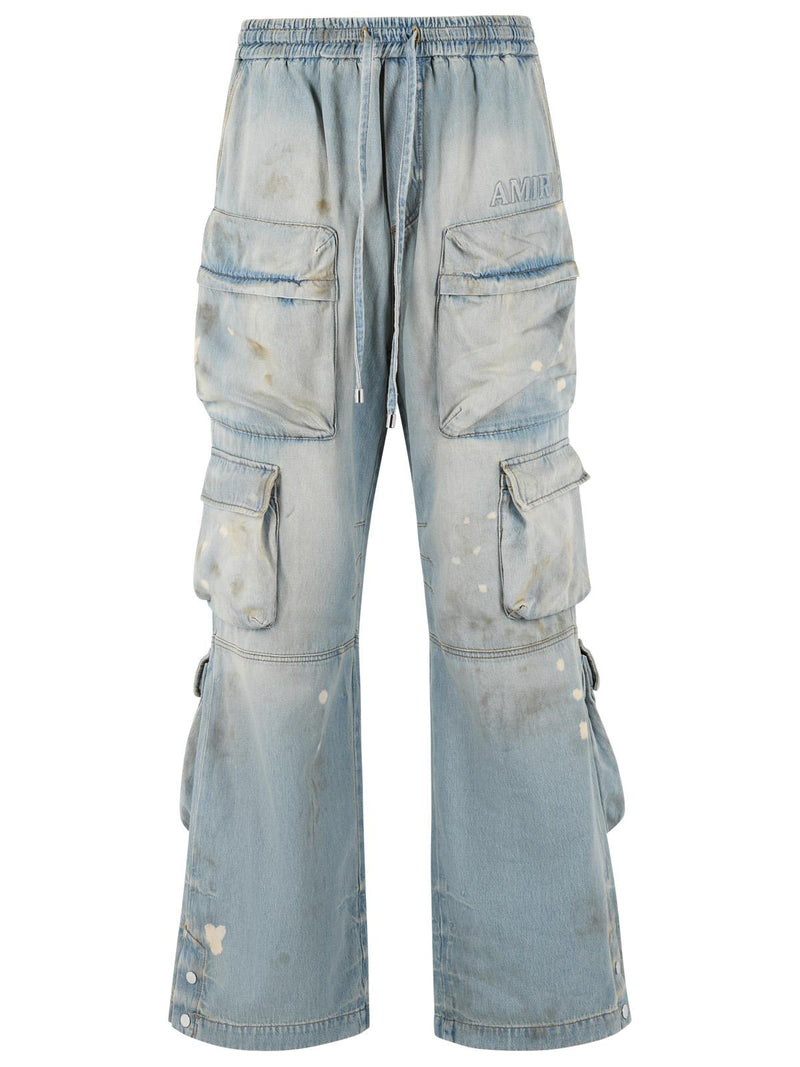 Amiri Amiri Light Blue Cotton Cargo Jeans Men - World Class Fashion