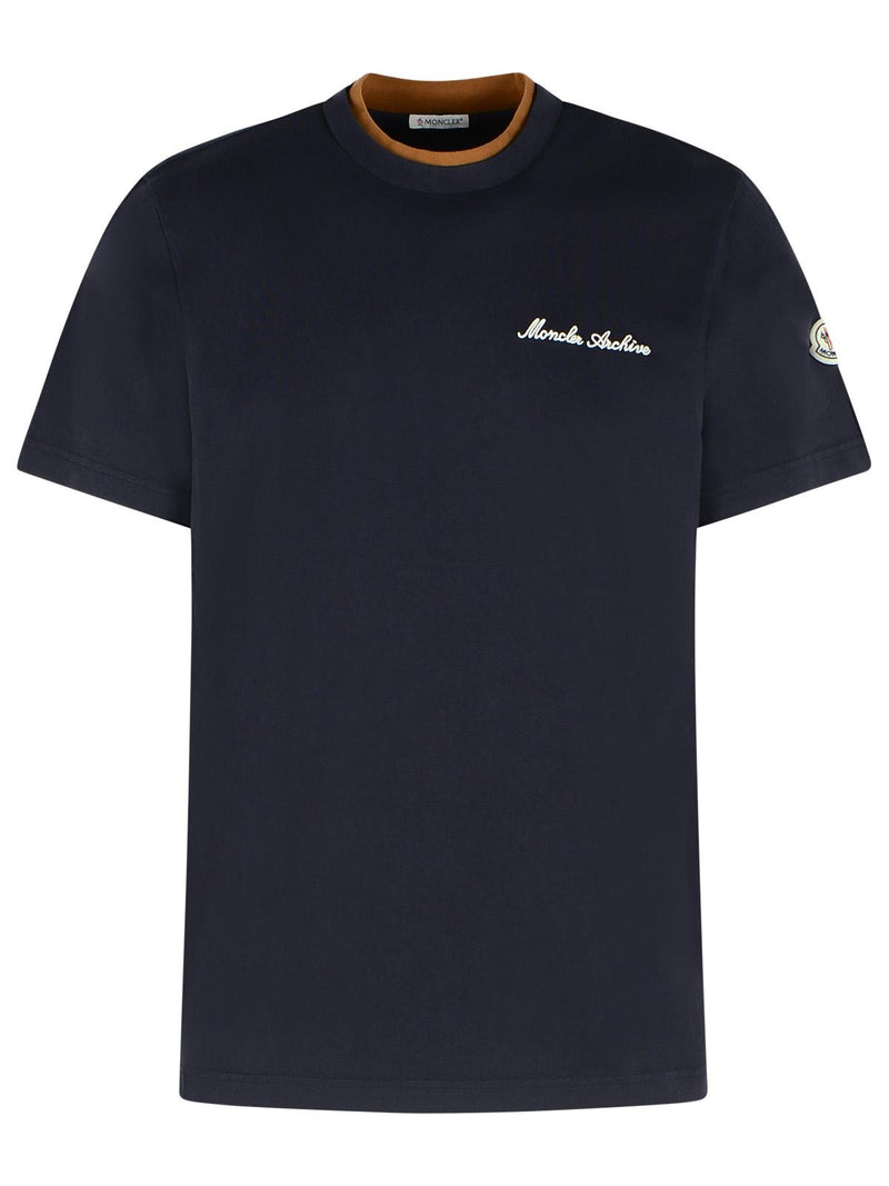 Moncler Moncler Navy Blue Cotton Embroidered Logo Polo Shirt - World Class Fashion