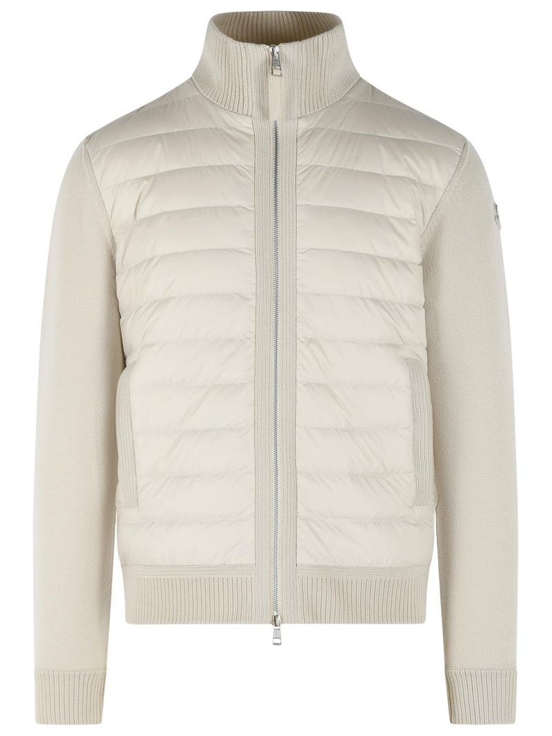 Moncler Cárdigan Moncler acolchado de lana virgen blanco marfil - World Class Fashion
