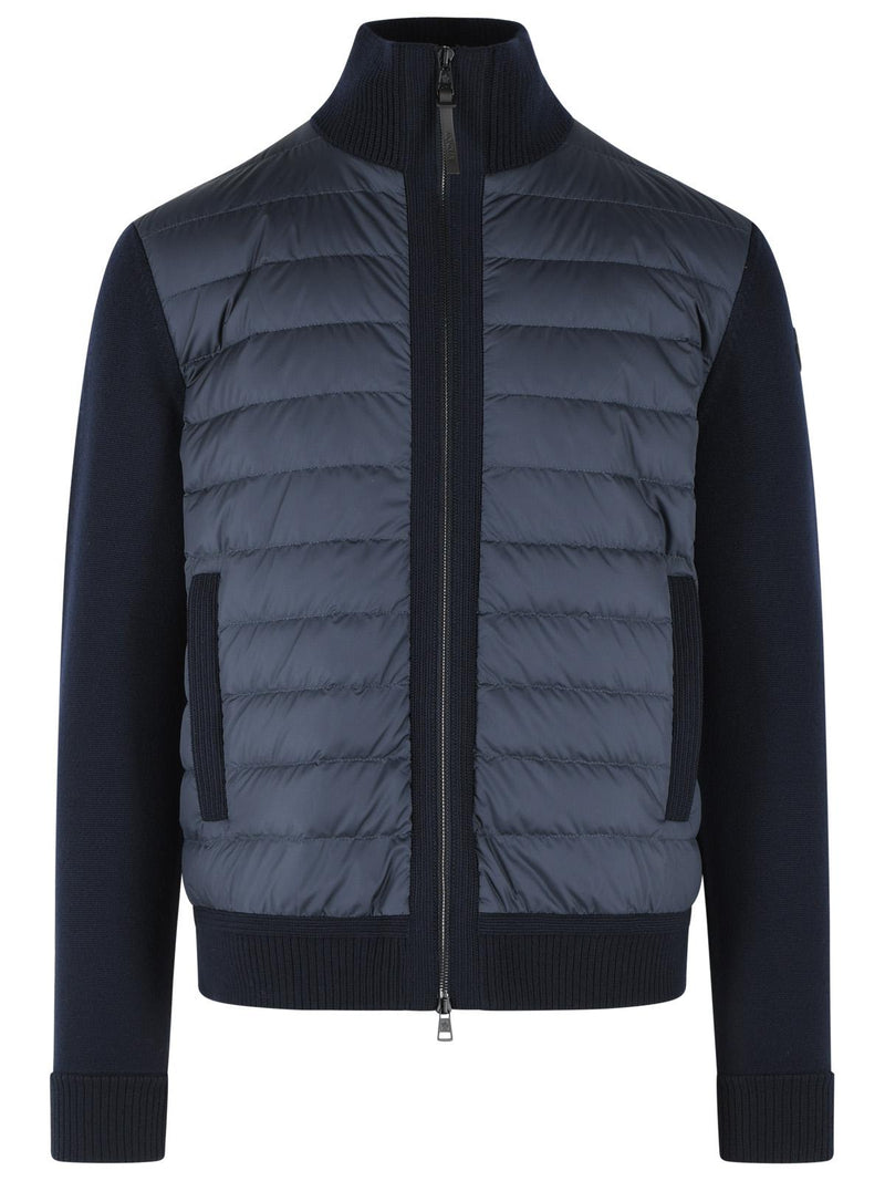 Moncler Moncler Cárdigan de Lana Virgen Acolchado Azul Marino - World Class Fashion