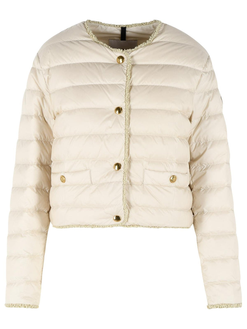 Moncler Moncler FLEURS Short Down Jacket Beige - World Class Fashion