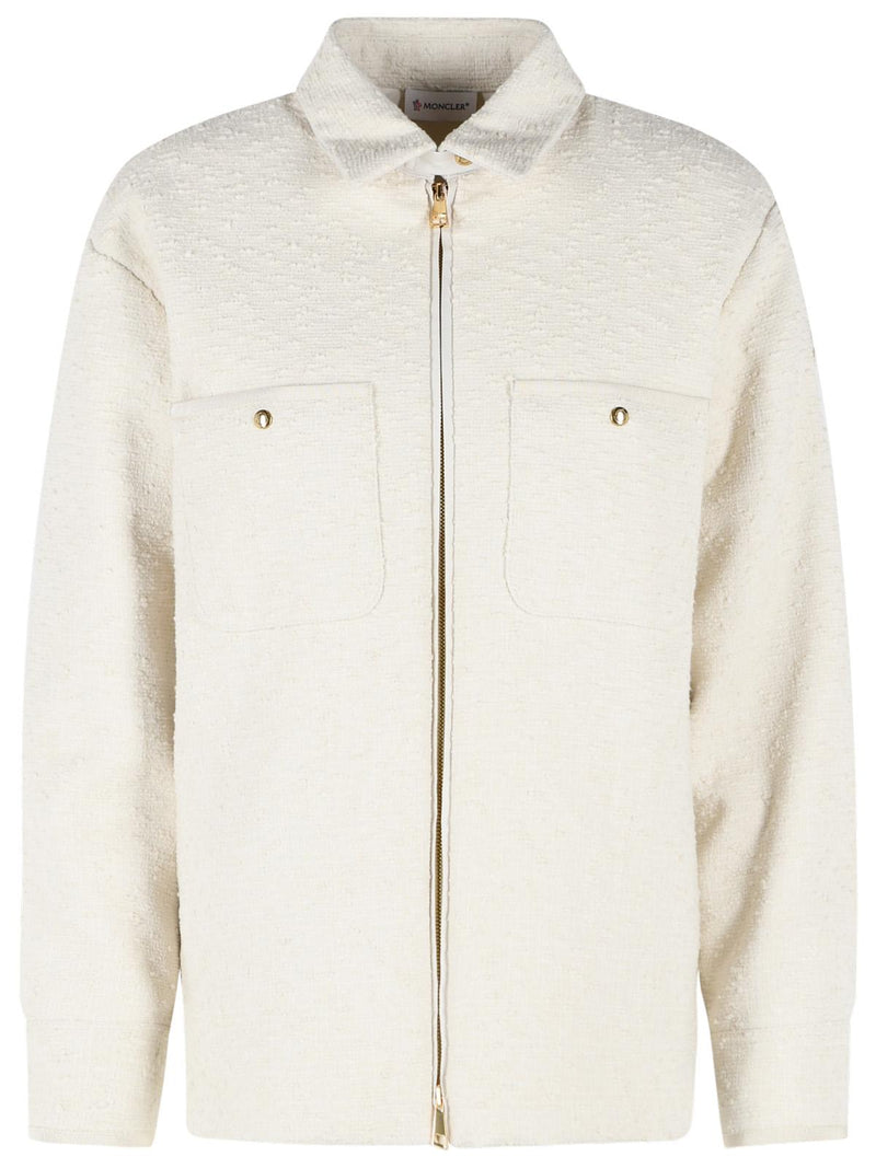 Moncler Moncler Padded Shirt Jacket Ivory White Bouclé Cotton Blend - World Class Fashion