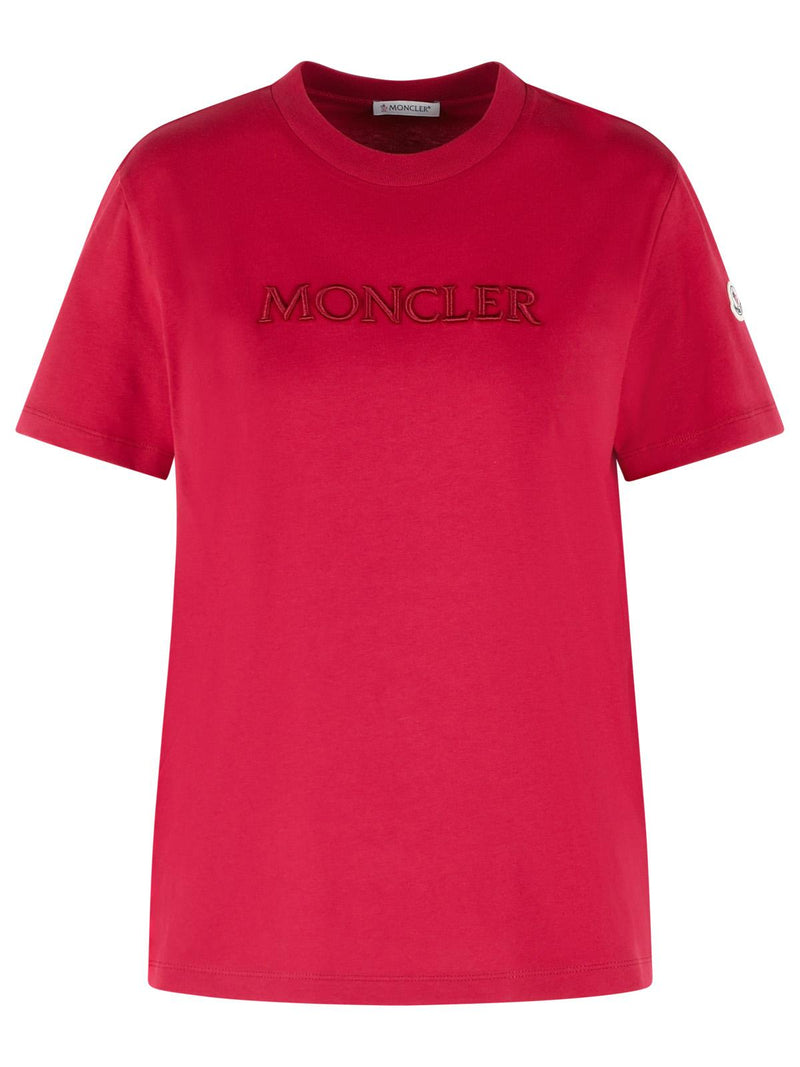 Moncler Moncler Cherry Pink Cotton Polo Shirt Red - World Class Fashion