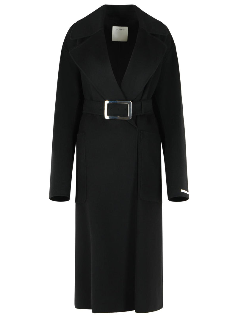 Sportmax Sportmax Cose Abrigo Batín Negro Lana Virgen - World Class Fashion