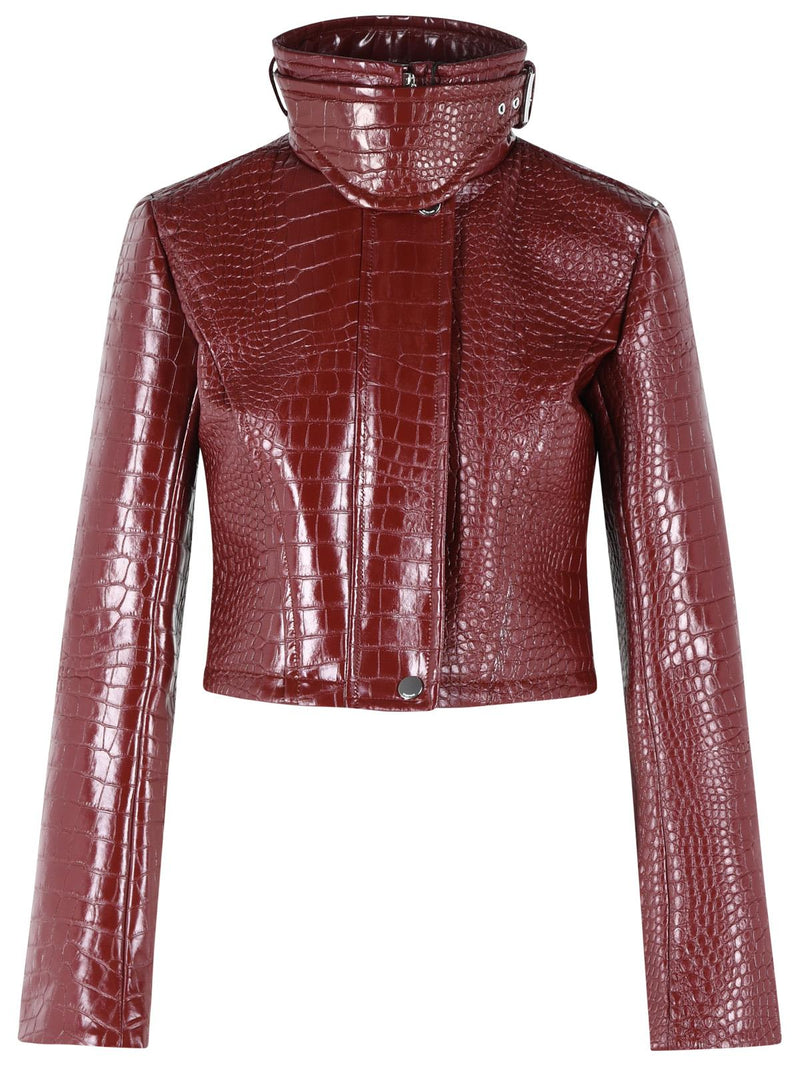 Sportmax Chaqueta corta Sportmax 'SULTAN' roja oscura con estampado de cocodrilo - World Class Fashion