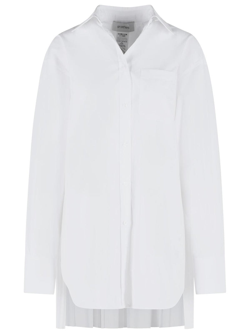 Sportmax Sportmax NESPOLO White Cotton Blend Shirt Dress - World Class Fashion