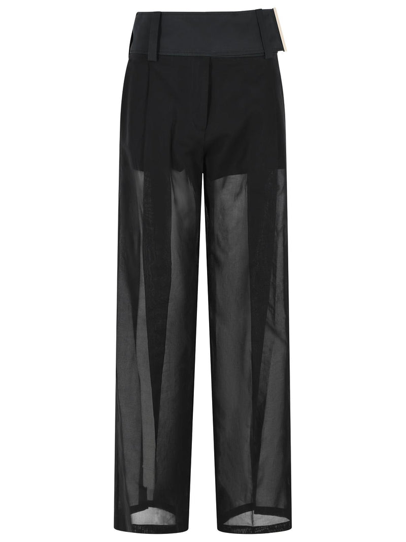 Sportmax Sportmax Pantalón ancho 'FERITO' en batista de algodón negro - World Class Fashion