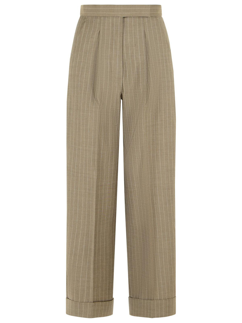 Max Mara Pantalones de mujer Max Mara 'MANET' de lana virgen beige - World Class Fashion
