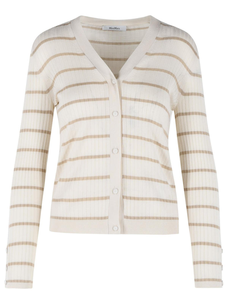 Max Mara Cárdigan Max Mara 'PEDALE' de cachemira y seda color marfil - World Class Fashion