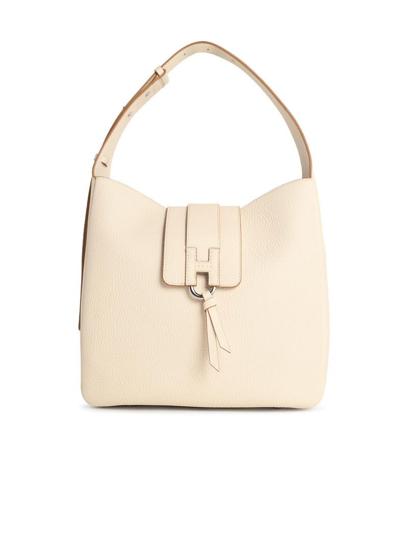 Hogan Bolso Hogan Hobo Hogan Trend de Piel en Color Marfil - World Class Fashion