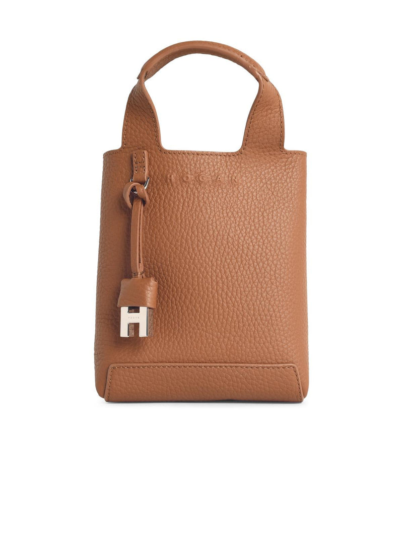 Hogan Minibolso Hogan "SHOPPING" de cuero marrón para mujer - World Class Fashion