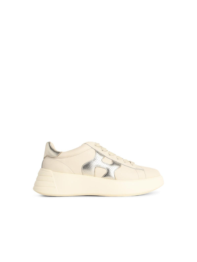 Hogan Hogan "HOGAN Rebel" Zapatillas de cuero color marfil para mujer - World Class Fashion