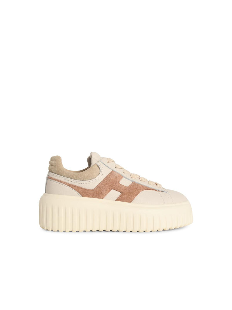 Hogan Hogan H-STRIPES Beige Leather Women Sneakers - World Class Fashion